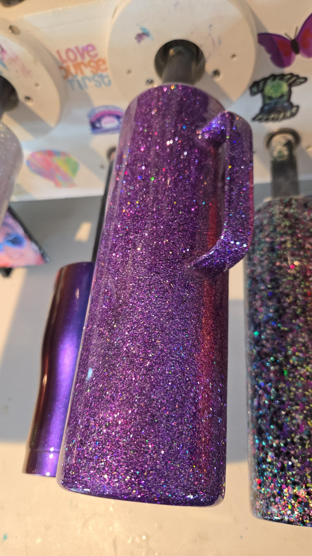 30oz handle - Purple glitter